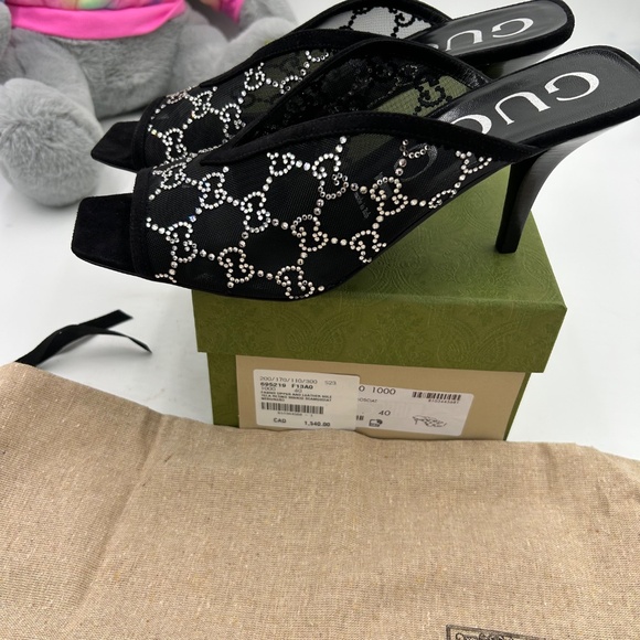 Women’s crystal embellished GG slides size 40 made in Italy - Picture 8 of 10